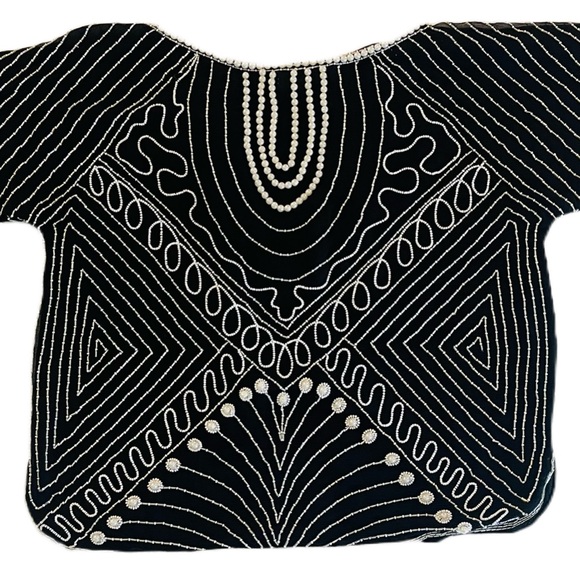 Vintage Black Beaded Art Deco Silk Top by Rina Z Excellent Vintage Condition. - Picture 3 of 10